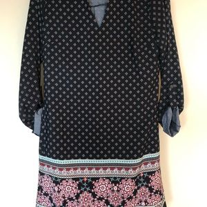 3/4 Sleeve Black Dress W/ V Neck